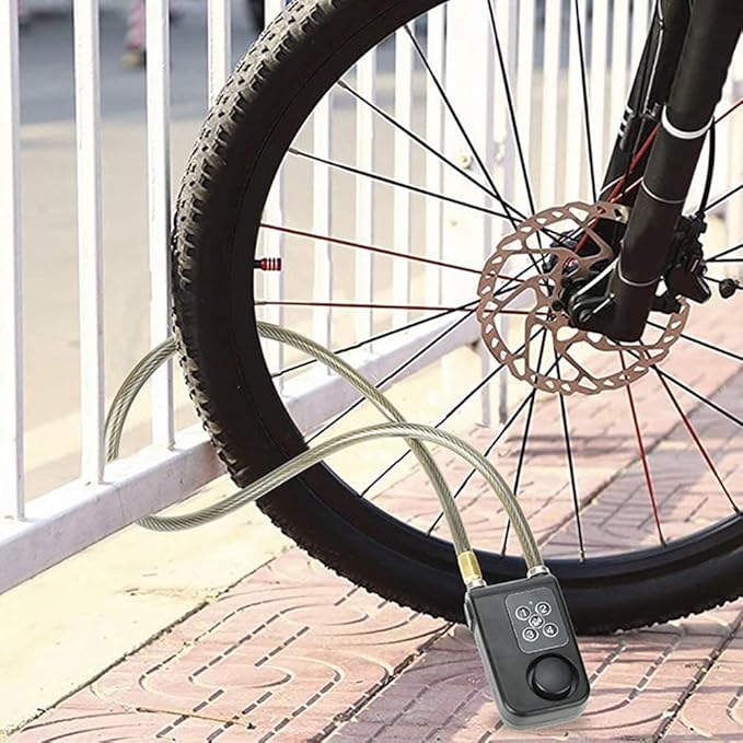Mengshen Bike Lock with Remote Control, Anti-Theft Vibration Alarm with 31 Inch Cable Length, IP55 Waterproof for Bicycle Motorcycle Door Fence Gate Scooter Baby Stroller (Black)