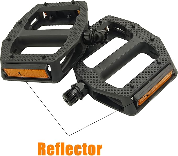 Bike Pedals, Non-Slip Wide Bike Pedals with Reflectors, Lightweight 9/16" Bicycle Pedals for Mountain Bike, Road Bike, BMX, Adult Bike Pedal