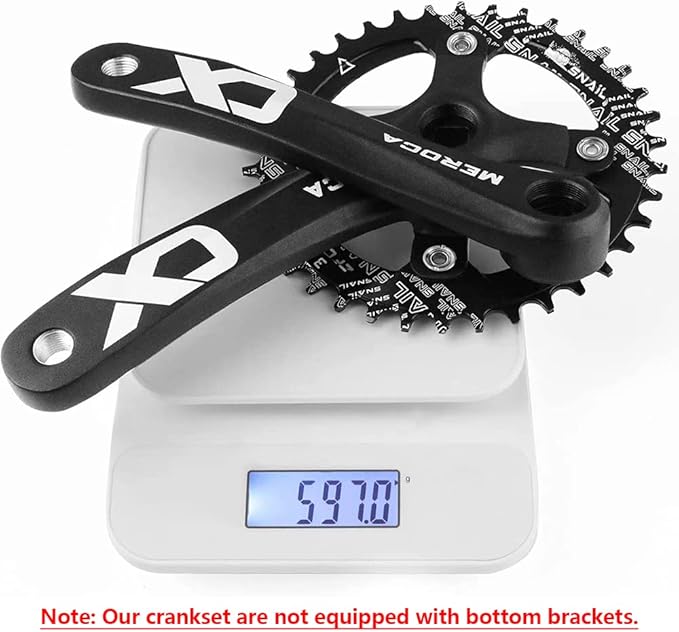 Cyclon Single Speed Square Taper Crankset, 170mm Mountain Bike Crankset with 104BCD 48T Narrow Wide Tooth Round Black Chainring, Replacement for Bicycle Crank Arm Set MTB Crankset