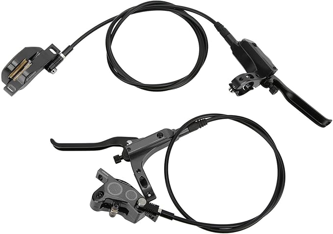 Mountain Bike Hydraulic Disc Brake Set, 4 Piston Front Rear Brake with Screw and Olive Head, Oil Needle, Mounting Column for Most Bikes