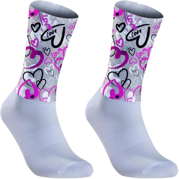 Cycling Socks Athletic Crew Socks Breathable Cushioned Compression Running Hiking Socks For Mens Womens