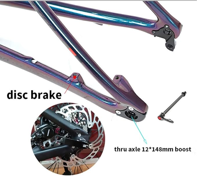 Carbon Fiber Bike Frame 27.5/29er Hardtail Mountain Bike Frame 15''/17''/19'' Disc Brake Thru Axle 12x148mm Boost Frame XC Internal Routing(Silver,27.5 * 15'')