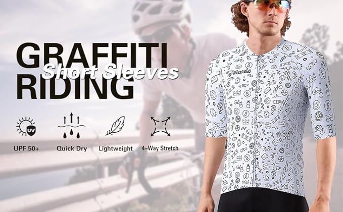 Men’s Cycling Jersey Short Sleeve, Breathable Quick-Dry Mountain Bike Shirt with Zipper for Road Cycling MTB Riding