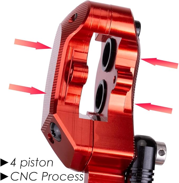 JFOYH 4-Piston MTB Hydraulic Brake Set with 160mm Floating Disc Rotors, Front and Rear Hydraulic Disc Brake Kit for MTB(Pre-Bled, Included Original Pads)