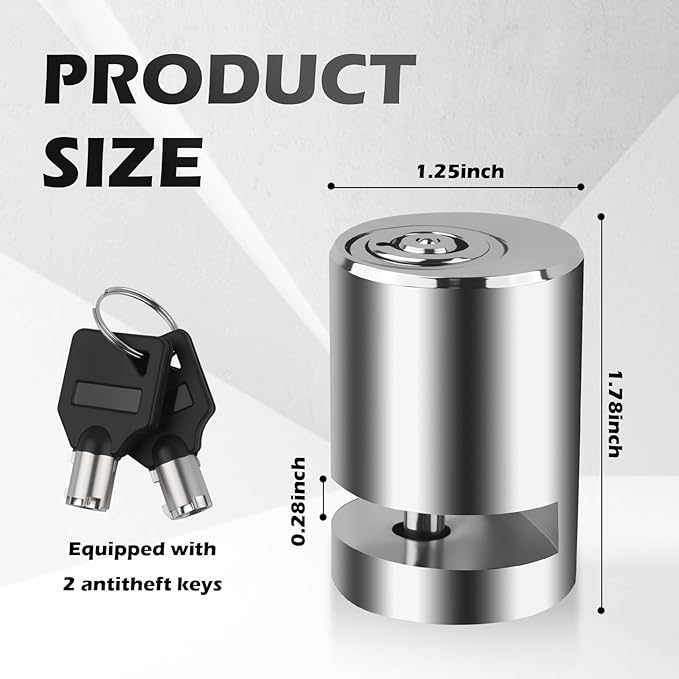 Motorcycle Locks Anti Theft,Mini-Size Motorcycle Disc Brake Lock with Keyless Locking,Upgraded Motorcycles Wheel Lock Suitable for Most Bicycles Electric Bikes Motorcycles