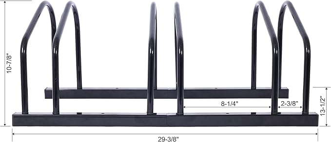 LuckyNote 3 Bikes Floor Bike Stand, Bike Parking Rack Garage Bike Storage Stand Indoor/Outdoor 22-28" Wheel Stand, Max. Tire Width 2.15" (black painted)