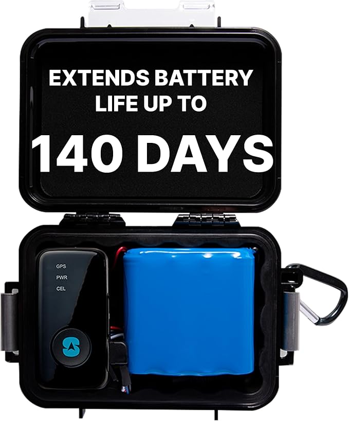 Spytec GPS Tracker with Up to 140 Day Extended Weatherproof Heavy Duty Magnetic Battery Case for Cars, Trucks, Business Vehicles - Unlimited US & Worldwide Real-Time Tracking App - Plan Needed