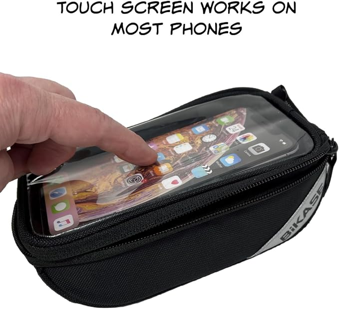 BiKase Hard Casing Bike Phone Bag, Bike Accessories, Never Deform/Waterproof, Bike Phone Holder Bike Phone Mount with 0.25mm Sensitive TPU Touch-Screen, 8"' (XL)
