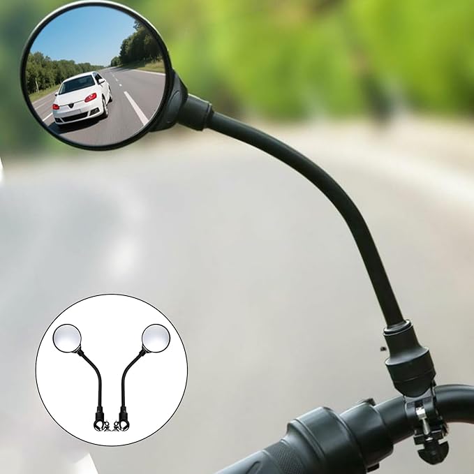 2 Pcs Bike Mirror Handlebar Mount 360° Adjustable Rotatable Rear View Mirror with HD Wide Angle Glass Convex Lens Easy to Install cycling Accessory Ideal for Mountain Road Bike Electric Bicycle