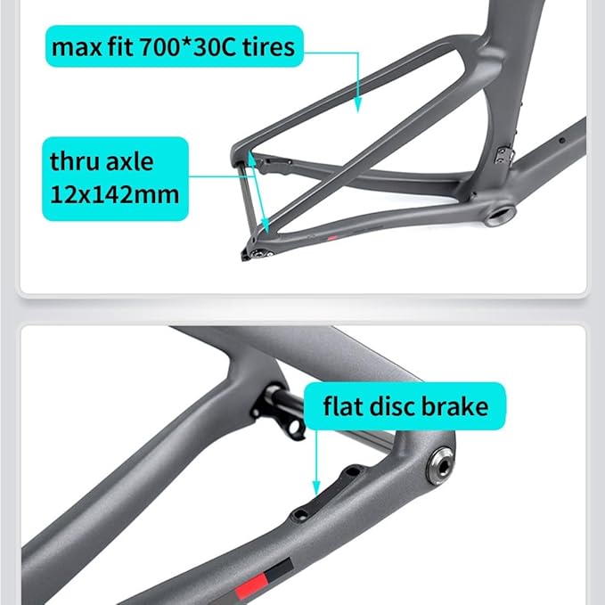 Carbon Road Bike Frameset 700c Disc Brake Bike Frame 46/48/50/52/54cm Breakwind Racing Frame Thru Axle 12 * 100/12 * 142mm Internal Routing