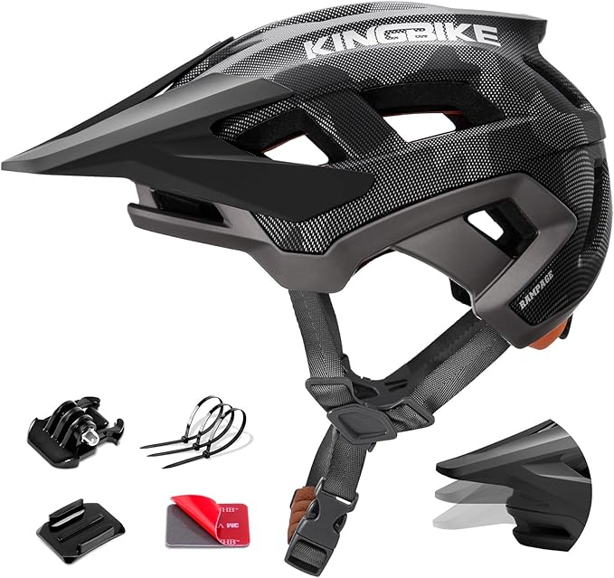 KINGBIKE NTA-8776 Mountain Bike Helmet Professional Ebike Helmets with 3-Level Adjustable Visor & Camera Mount E-MTB Helmet for Adults Men Women Youth E-Bike Safety Certified