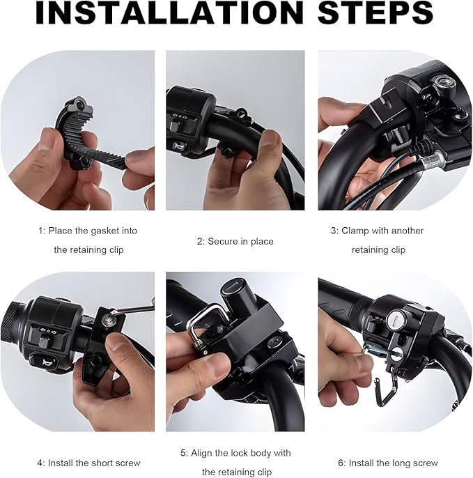 Motorcycle Helmet Lock, Anti-Theft Handlebar Mount Helmet Security Holder Hook with 2 Keys, Aluminum Alloy Helmet Safety Lock for Motorbike Scooter Street Bike Dirt Bike