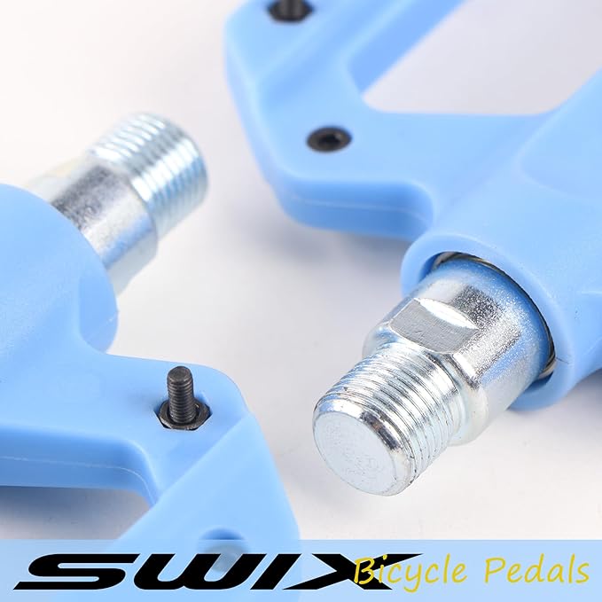 SWIX Bike Pedals Professional Mountain and Road Bike Flat Pedal Wide Paltform and Lightweight Non-Slip Pedal for 9/16" Bike/Hybrid Bike/E-Bike Parts Replacement Pedals Bike Accessories
