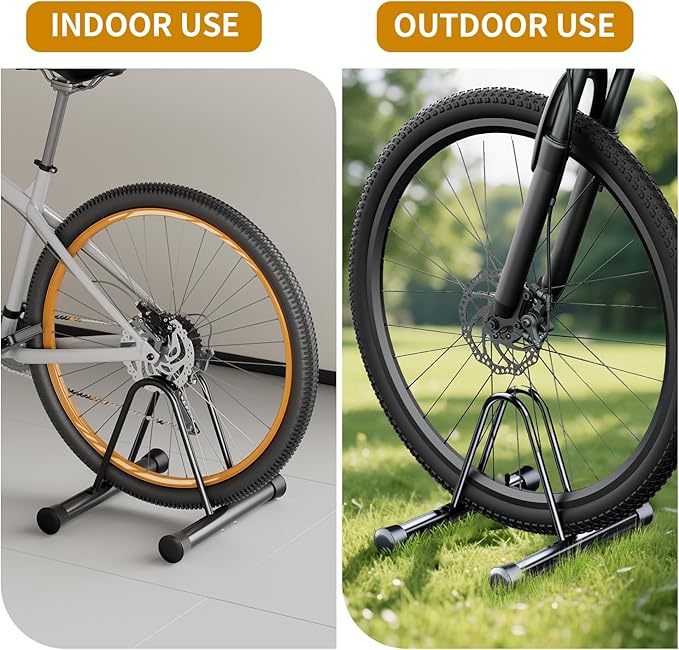 Adjustable Bike Parking Rack - Universal Floor & Wall-Mounted Bicycle Stand, Compatible with All Bikes Including Mountain, Road, Hybrid Cycles - Durable Black Design
