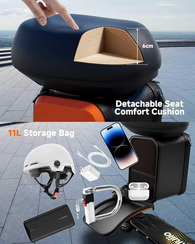 Folding Electric Scooter for Adults with Seat- 19MPH & 21-Mile Range, 350W Motor, 8.5" Solid Tires with App Control & Dual Brake System - UL2272 Certified Commuter E-Scooter