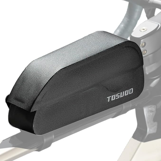 Bike Frame Bag with Magnetic Flap Top Tube Bike Bag Reflective logo Bike Packing Cycling Tools Storage Bag for Road MTB Bike（1.5L Double-side Waterproof TPU）