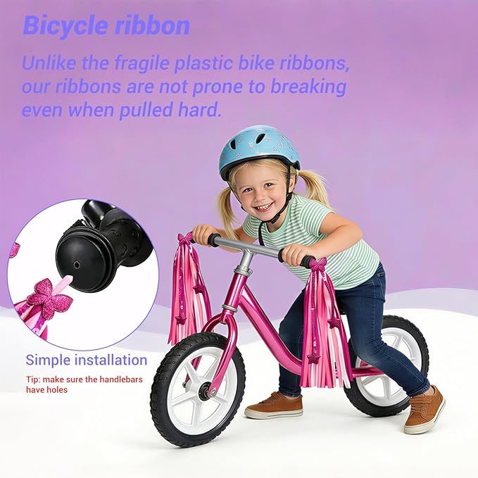 Classic Bike Bell and 1 Pair Colorful Bike Streamers Tassels, Aluminum Bicycle Bell Crisp Sound, Rainbow Tassel Ribbons for Girls Kids Adults Scooter Handlebar Bike Accessories