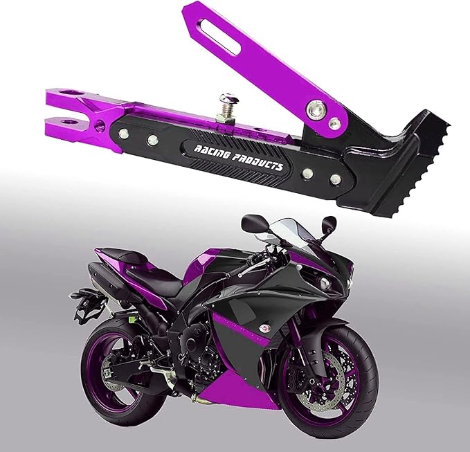 Motorcycle CNC Kickstand Adjust Tripod Holder Universal Aluminum Motor Scooter Modified Foot Side Stand Motorcycle Accessories (Purple)