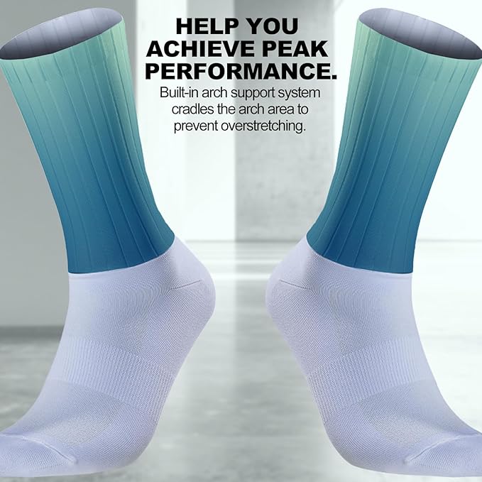 Cycling Socks Athletic Crew Socks Breathable Cushioned Compression Running Hiking Socks For Mens Womens