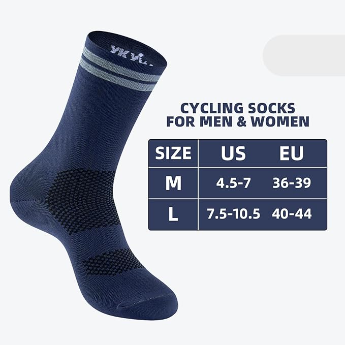 YKYWBIKE Cycling Socks for Men Women-Athletic Crew Bike Socks,Compression Biking Socks for Men Cycling,MTB Riding Socks