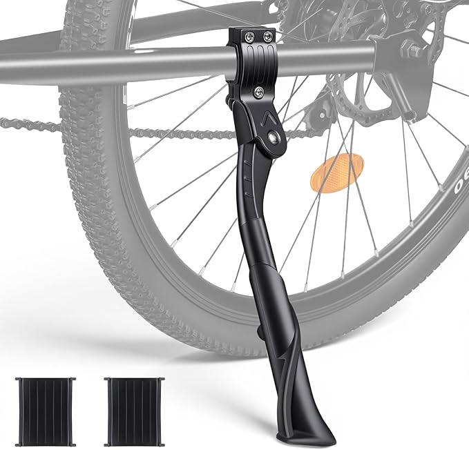 Bike Kickstand Adjustable for Adult Bikes 24-29 Inch, Bicycle kickstand Aluminium Alloy, Anti-Slip Foot Pad Bike Stand Leg, Fits Mountain Bike, Commuter & Cargo Bicycle