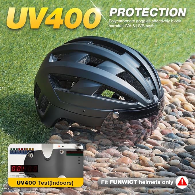 Magnetic Bike Helmet Goggles, Removable/Detachable Sun Visors Shield for Cycling Bicycle Helmet FW001