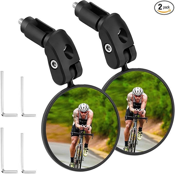Accmor 2pcs Bike Mirror, Bar End Bicycle Riding Rearview Mirrors for Handlebars, Adjustable 360 Degree Rotatable Convex Mirror for Mountain Road Bikes