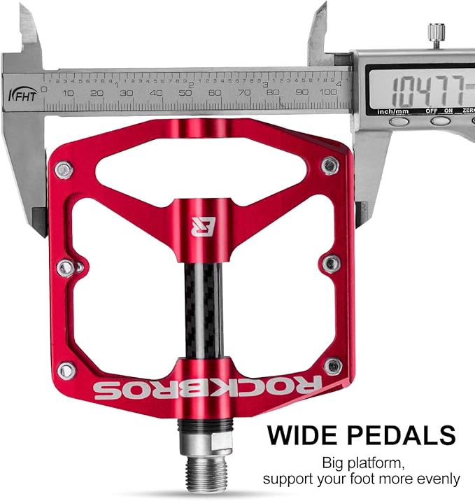 Rock BROS Mountain Bike Pedals Flat Bicycle Pedals 9/16 Lightweight Road Bike Pedals Carbon Fiber Sealed Bearing Flat Pedals for MTB