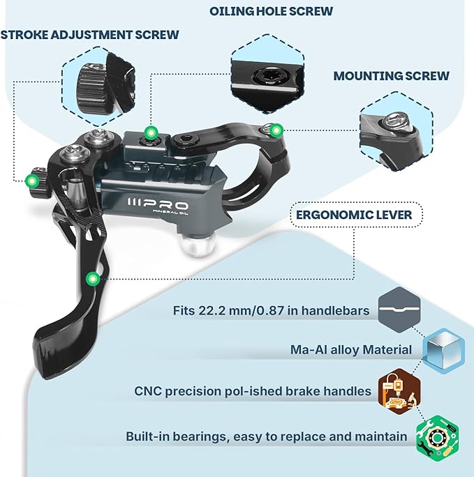 IIIPRO PEERAGE4 4-Piston MTB Hydraulic Disc Brake Set, Left Front 850mm Right Rear 1550mm Aluminum Alloy Lever Caliper for MTB/Trail/Fat Bike/XC AM DH