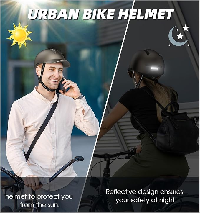 Shinmax Adult Bike Helmet for Men & Women - Lightweight Adjustable Baseball Cap Style Cycling Helmet with Reflective Strip, Perfect for Urban Commuter & Road Biking
