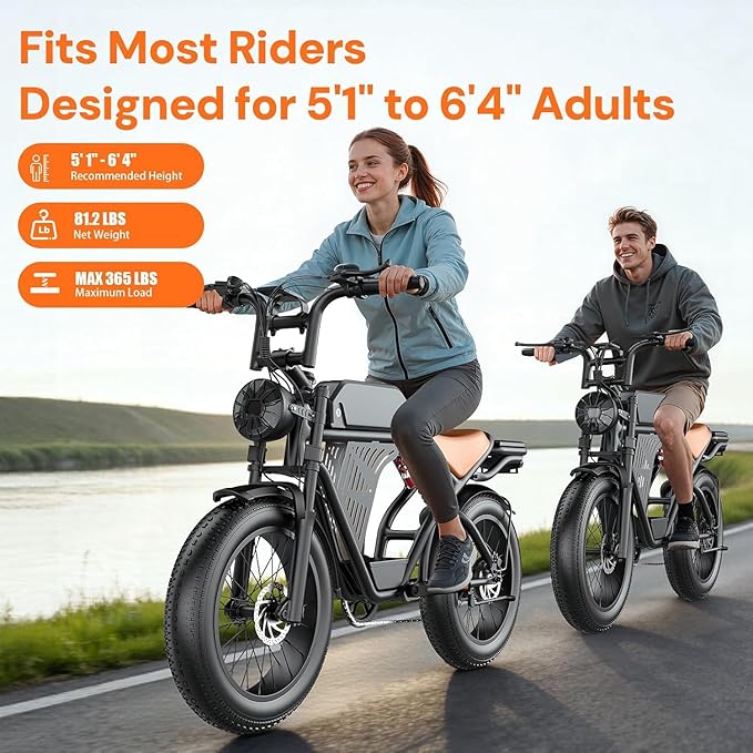 Electric Bike for Adults, 20" Fat Tire Electric Dirt Bike with 2500W Peak Motor, 32MPH, 100 Miles Range, 7 Speed Off-Road Ebike with NFC & Password Unlock, 48V 20AH Removable Battery, Commuter Ebike