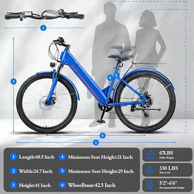 ZNH 750W|1000w Electric Bike for Adults, 48V 13Ah Removable Battery, 26" Electric Mountain Bike, Up to 60 Miles, 7-Speed Ebike, Hydraulic Suspension, LCD Display, UL2849 Certified, TUV