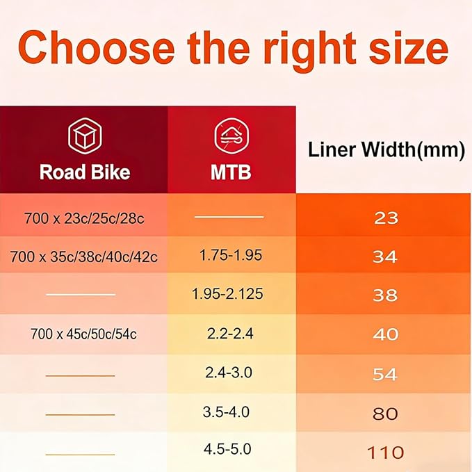 Self-Adhesive Bike Tire Liners, TPU Material with Translucent Mesh, Orange, Lightweight Quick Installation for Mountain and Road Bikes