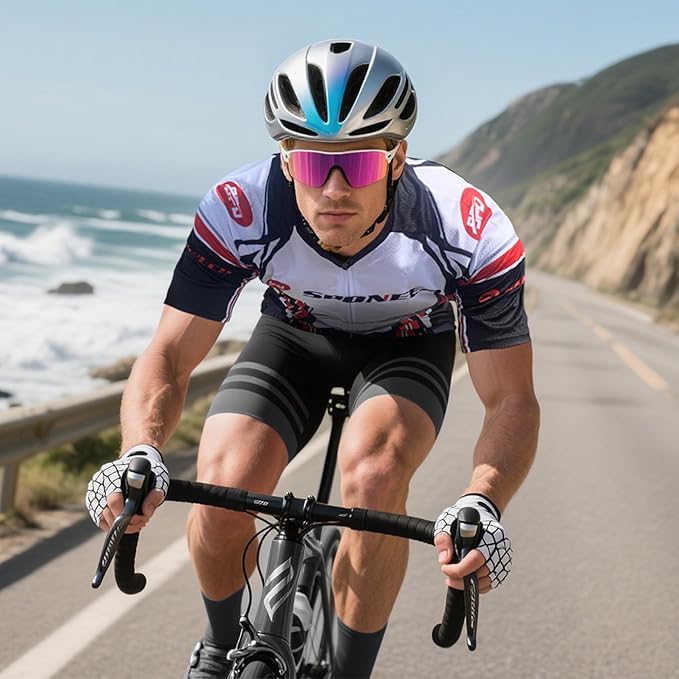 sponeed Men's Cycling Jerseys Tops Biking Shirts Short Sleeve Bike Clothing Full Zipper Bicycle Jacket with Pockets