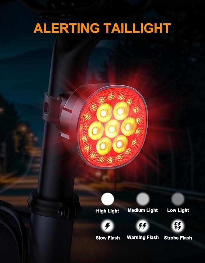 2026 Ultra Slim Bike Lights with Reflectors, 8+6 Modes Bike Headlight and Tail Light Assemblies Motorcycle, IP65 Waterproof & Dual USB-C 1-2 Hrs Fast Charge Bike Lights for Night Riding Cycling