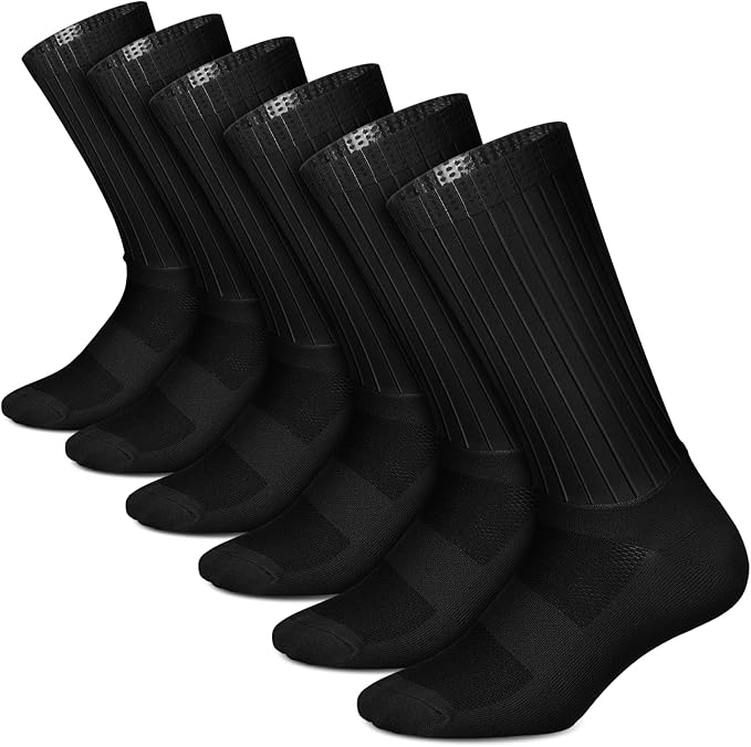Newcotte 3 Pairs Aerodynamics Socks Cycling Aerodynamics Socks Anti-slip Silicone Line Cycling Sports Running for Men Women