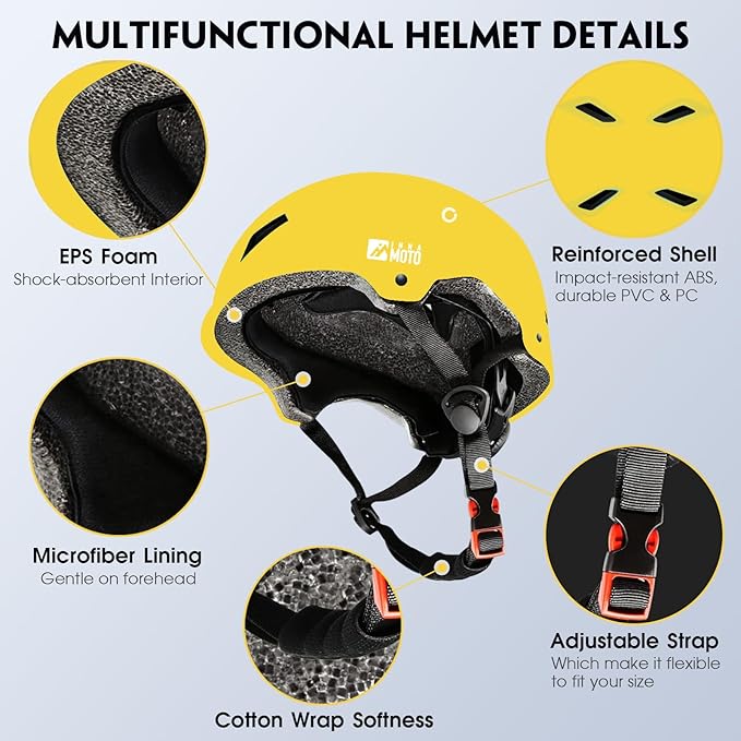 Skateboard Helmet for Adults - Adjustable Certified Safety Adults Helmet for Skateboarding Bike Bicycle Scooter Cycling Skate Skating Multisport Helmets for Women Men Boys Girls Kids Youth