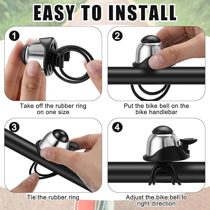 Mudder 2 Pcs Bike Bell Adjustable Bike Ring Bell Aluminum Bike Ring Bicycle Cycling Bell Cycling Ringing Horn with Loud Sound Mini Bike Bell for Adults Kids Road Bike Mountain Bike Sports