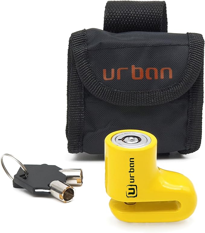 URBAN 564A Most Compact Motorcycle Disc Lock, ø5mm, Lightweight, and Portable, More Visible, More Deterrent, Steel, Universal Anti Theft Wheel Brake Lock for Motorbike Scooter Electric Bike Bicycle
