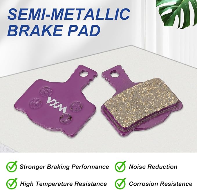 HARFINGTON Disc Brake Pad 1.19" x 1.32" Semi-Metallic Resin Bike Brake Pads with Pin for BB7 M355 M446 M640 Mountain Road Bikes, Purple