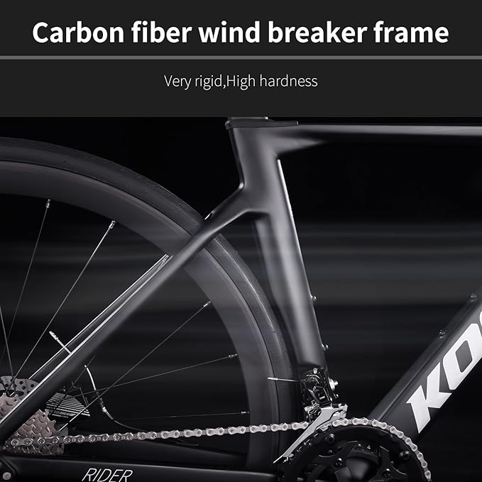KOOTU Carbon Road Bike, T800 Lightweight Carbon Fiber Frame Racing Bicycle with Shimano 105 R7000 22 Speed Groupset and Mechanical Disc Brake for Adult