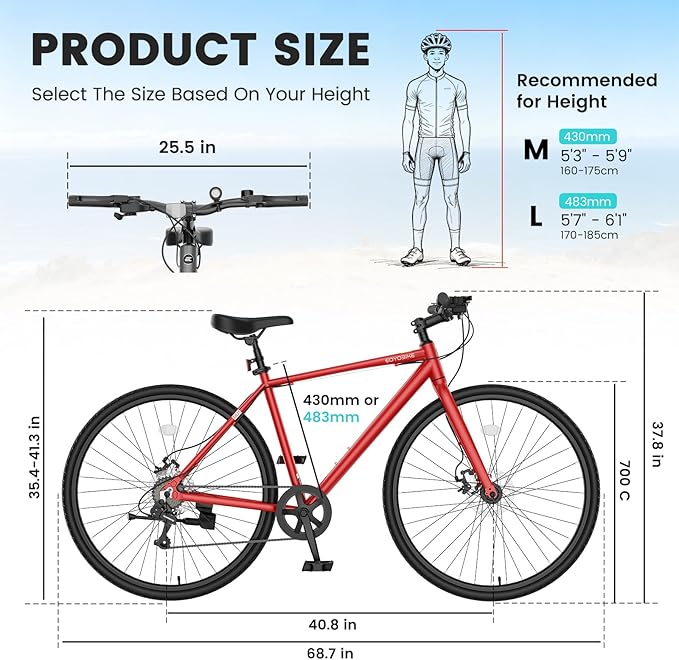 NAIZEA 700C Hybrid Bike for Adults, Aluminum Frame Step-Over Bicycle, 8-Speed Vintage Retro Road Bike for Men and Women, City Commuter Cycling, Multiple Colors