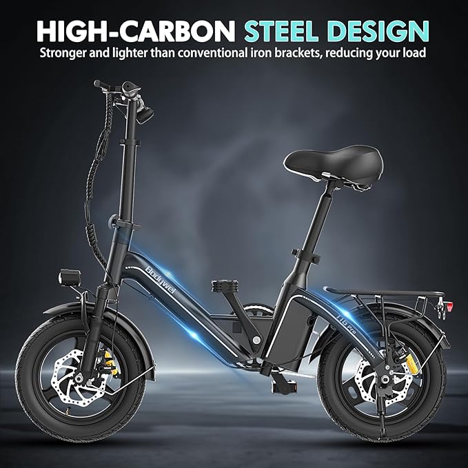 Bodywel Electric Bike for Adults, 14"/16''/20'' Ebike for Commuting, 750W/1500W Peak Motor Electric Bicycles, Foldable EBikes for Adults and Teens