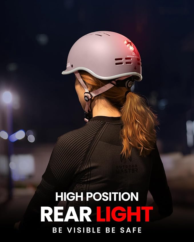 OutdoorMaster Bike Helmet for Adults,Adjustable Cycling Helmet with Light for Men & Women - Safety Certified for Bicycle Skateboard Road Bike Skating Roller Commuting Helmet