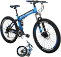 EUROBIKE Adult Folding Mountain Bike HY G4/G6 Foldable Bicycle for Women 26 Inch Wheels 21 Speed Mens Folding Bike Dual Suspension MTB Bicycle