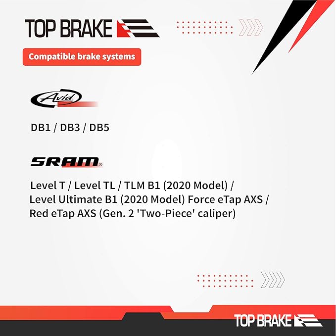 TOP BRAKE Disc Bike Brake Pads Compatible with SRAM Level Ultimate/T/TL/TLM B1, Force eTap AXS, Red eTap AXS (Gen. 2) | MTB eMTB Gravel Cross-Country(XC) Racing Trail