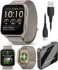 Wearable4U Garmin Venu X1 Thin and Lightweight GPS Smartwatch, AMOLED Display, Advanced Health & Fitness Features, Soft Gold w/Titanium Caseback & French Gray Nylon Band PowerBank Bundle