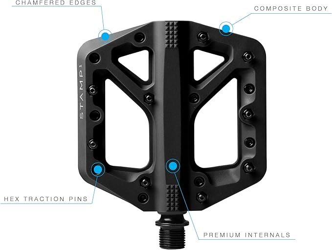 Crankbrothers Stamp Flat MTB Pedals - Size-Specific, Lightweight, Versatile, Durable Bike Pedals