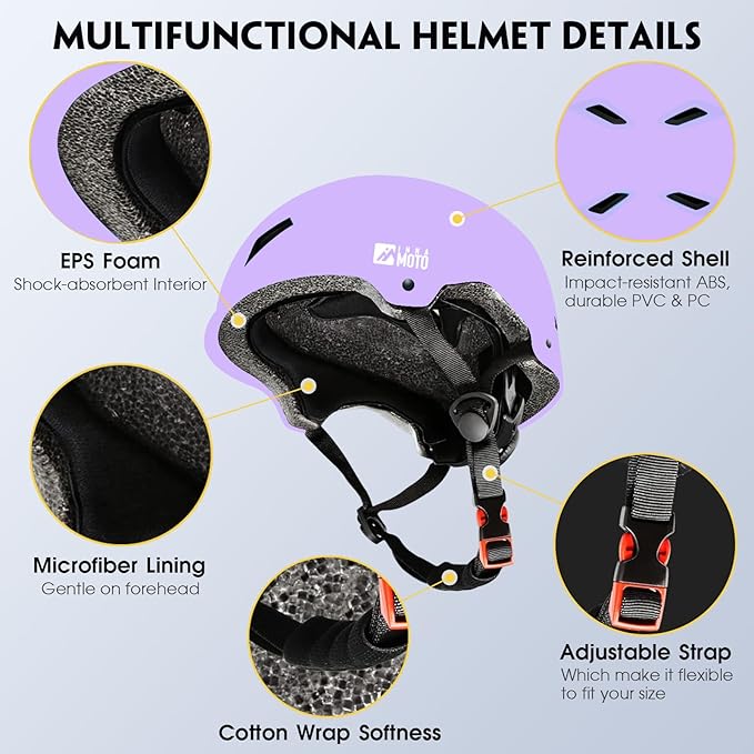 Skateboard Helmet for Adults - Adjustable Certified Safety Adults Helmet for Skateboarding Bike Bicycle Scooter Cycling Skate Skating Multisport Helmets for Women Men Boys Girls Kids Youth