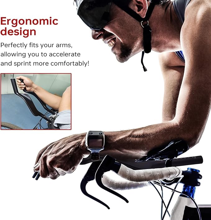 Carbon Bicycle TT Arm Rest Handlebar Aero Bars Extension Triathlon Trial Bike Bar Ends Cycling Bullhorn Handlebar Parts 22.2mm for Road TT Bike,Fixed Gear,Racing bike-Black Matt (No Hole)